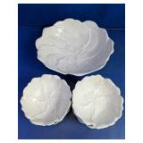 Leaf Pattern Ceramic Serving Bowl Assortment