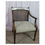 Vintage Cane Back Wood Armchair Accent Chair