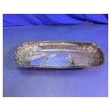 Vintage Silver Plated Footed Long Vanity Tray