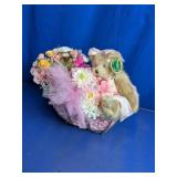 Bearington Collection Rosalie Bear Floral Basket