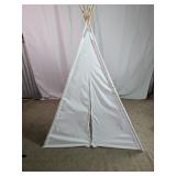 White Canvas Kids Play Teepee Tent
