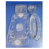 Assorted Molded and Cut Clear Glass Trays