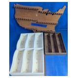 Wooden US Map Spoon Rack and Flatware Trays