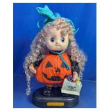 Vintage Animated Halloween Pumpkin Girl DolL