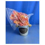 Pumpkin Festival Farms Metal Bucket & Maple Leaves