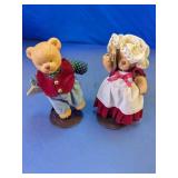 Bear Figurine Pair on Metal Bases