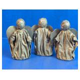 Vintage Gold Fabric Angel Figurines Trio