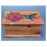 Wooden Hinged Trinket Storage Box
