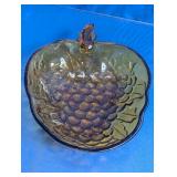 Grape Pattern Amber Glass Bowl