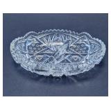 Vintage Clear Cut Glass Divided Candy Dish