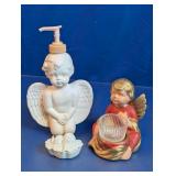 Decorative Angel Figurines & Holder Lot