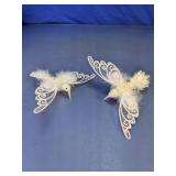 White Glitter Clip-On Bird Ornaments
