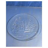 Winter Snowman Frosted Glass Plate