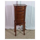 Vintage Wood Standing Jewelry Armoire Cabinet