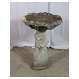 Vintage Concrete Squirrel Bird Bath