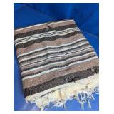 Vintage Striped Woven Fringe Throw Blanket