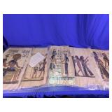 Vintage Egyptian Papyrus Art Paintings Lot