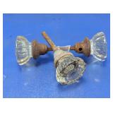 Vintage Glass Door Knobs w/Spindles Lot