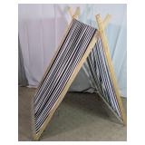 Striped Fabric Wooden A-Frame Play Tent