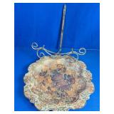 Floral Decorative Metal Tray with Display Stand