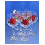 Poinsettia Christmas Wine Glasses