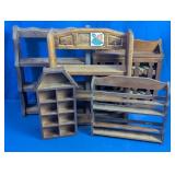 Vintage Wooden Wall Shelves Lot