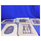 Vintage Egyptian Papyrus Art Paintings Lot
