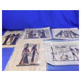 Vintage Egyptian Papyrus Art Paintings Lot