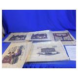 Vintage Egyptian Papyrus Art Paintings Lot