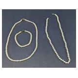 Vintage Faux Pearl Necklaces & Bracelet Set