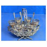 Silver Tone Condiment Set with Spoons