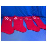 Red Felt Christmas Stockings with Snowflakes