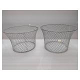 Silver Mesh Wire Baskets Pair