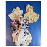 Vintage Handmade Crochet & Fabric Angel Trio