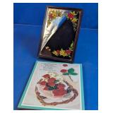 Vintage Floral Music Box Mirror & Poem Plaque Duo
