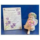 Vtg, Inspirational Plaques & Angel Music Boxes Duo