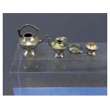 Vintage Miniature Pewter Silver Plated Tea Set