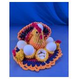 Crocheted Hen Egg Holder Centerpiece