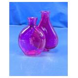 Purple Art Glass Bud Vase Pair