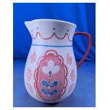 Hand Painted Stoneware Pitcher Floral
