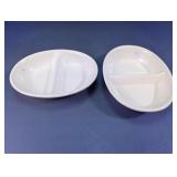 White Divided Glass Dishes