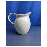 Granite Stoneware White Pitcher with Red Trim