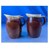 Vintage Hull Brown Drip Glaze Glass Pitchers