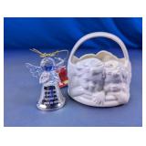 Cherub Basket & Angel Bell Ornament Set