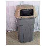 Commercial Covered Trash Can with Push Door