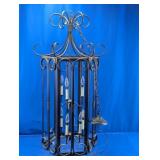 Six Light Scroll Metal Hanging Chandelier