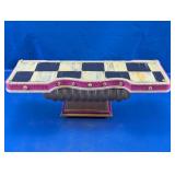Handcrafted Checkered Pedestal Serving Tray