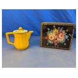 Vintage Tin, Teapot & Stoneware Jug