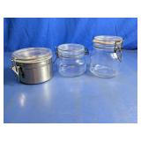 Glass and Metal Clamp Lid Storage Jar Set