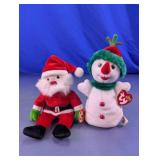 Ty Beanie Babies Santa & Snowman Plush Set